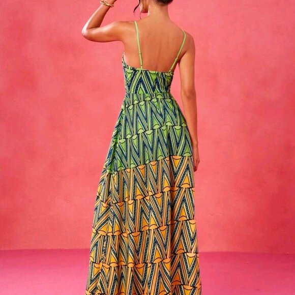 NWOT Multicolor Spaghetti Strap Maxi Dress - Picture 3 of 7